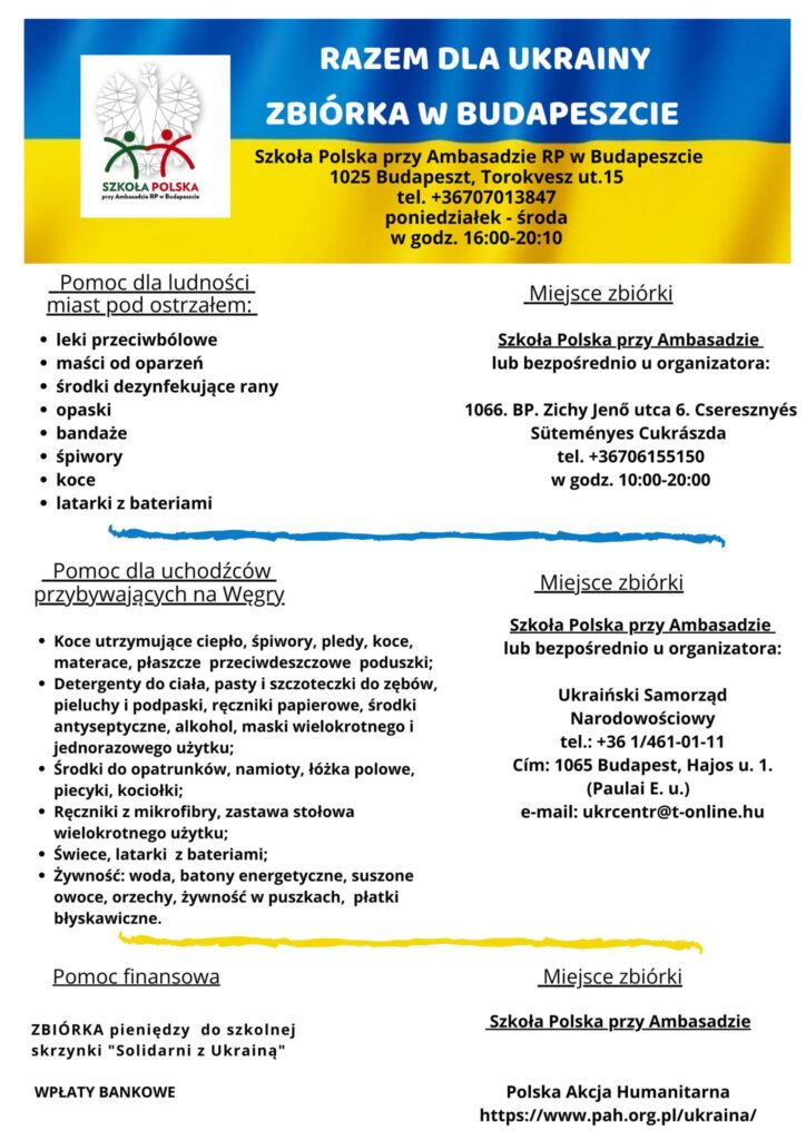 lengyel nyelvű plakát az ukrán menekültek segítéséről